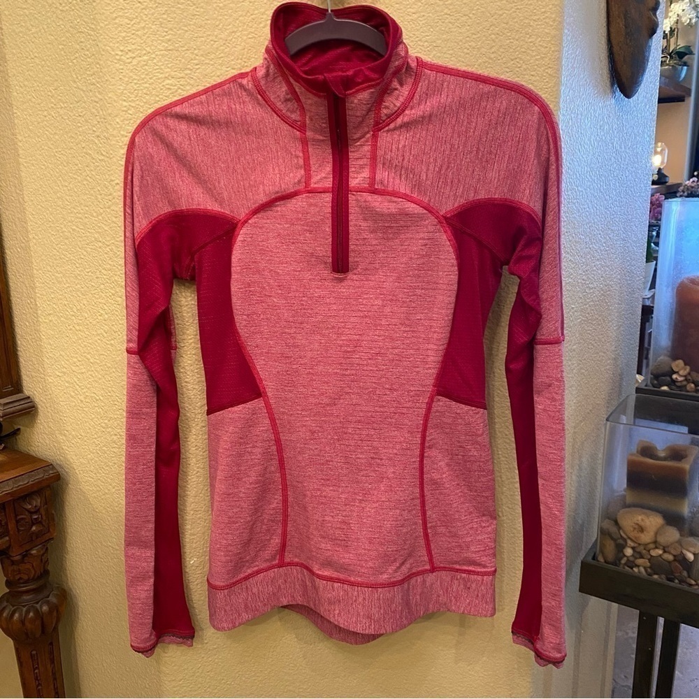 LULULEMON Women Pink 1/4 Zip Long Sleeve Athletic Top Size 4